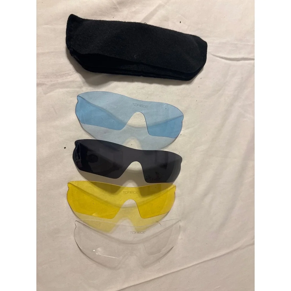 Torege Sport Sunglasses Mens OS‎ White Blue Excellent Interchangeable 5 Lenses